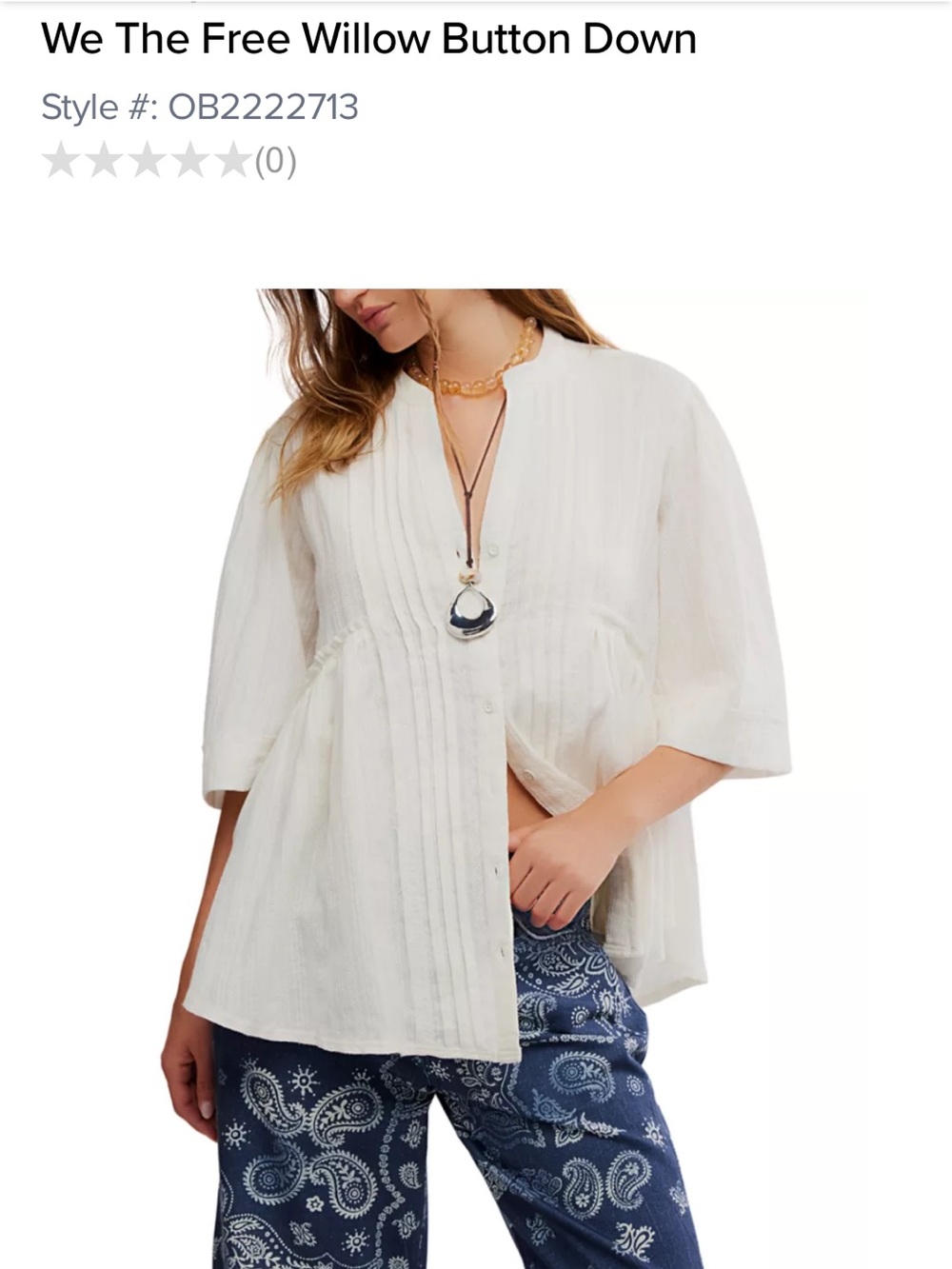 We The Free White Pintuck Button-Down Shirt